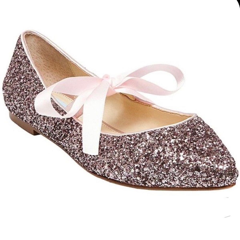 Betsey Johnson Pink Sparkle Ballet Flats Size 6